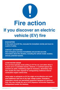 Fire Action Notice for EVs (Electric Vehicles)